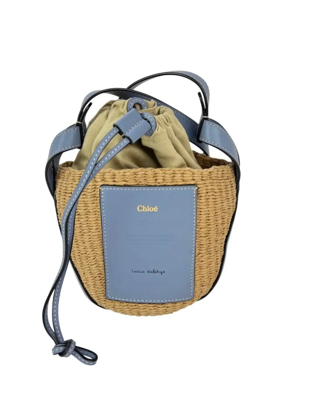 Chloe  X mifuko Raffia Blue Leather Basket Shoulder Bag